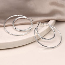 Load image into Gallery viewer, Silver Plated Double Circle Hoop Earrings
