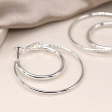 Load image into Gallery viewer, Silver Plated Double Circle Hoop Earrings

