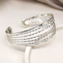 Load image into Gallery viewer, Silver Plated Hammered Multi Strand Bangle
