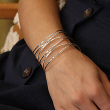 Load image into Gallery viewer, Silver Plated Hammered Wide Multistrand Bangle

