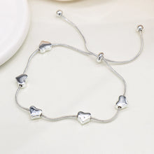 Load image into Gallery viewer, Golden Adjustable Snake Chain Hearts Bracelet
