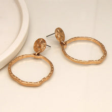 Load image into Gallery viewer, Golden Hammered Disc and Hoop Earrings
