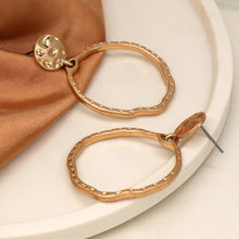 Load image into Gallery viewer, Golden Hammered Disc and Hoop Earrings
