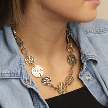 Load image into Gallery viewer, Golden Hammered Disc Linked Necklace
