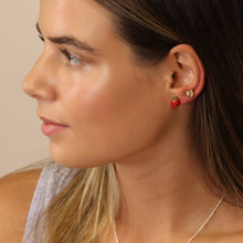 Load image into Gallery viewer, Strawberry and Golden Heart Stud Earring Set
