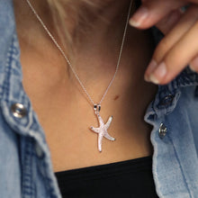 Load image into Gallery viewer, Silver Plated Crystal Starfish Necklace
