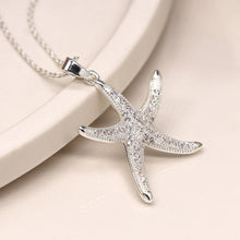Load image into Gallery viewer, Silver Plated Crystal Starfish Necklace
