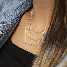 Load image into Gallery viewer, Silver Plated Triple Crystal Bar Necklace
