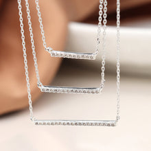 Load image into Gallery viewer, Silver Plated Triple Crystal Bar Necklace
