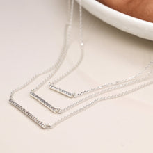 Load image into Gallery viewer, Silver Plated Triple Crystal Bar Necklace
