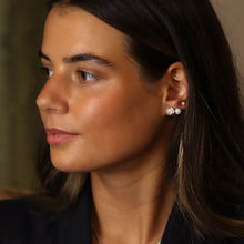 Load image into Gallery viewer, Silver Plated Triple Round Crystal Stud Earring Set
