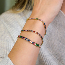 Load image into Gallery viewer, Golden Link Chain Bracelet with Multicoloured Crystals
