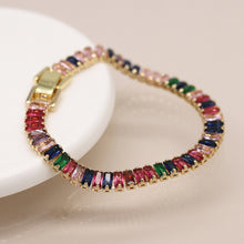 Load image into Gallery viewer, Golden Link Chain Bracelet with Multicoloured Crystals
