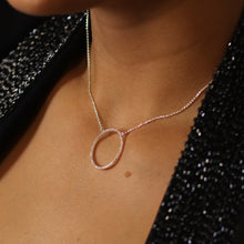 Load image into Gallery viewer, Silver Plated Pave Crystal Simple Hoop Necklace
