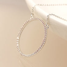 Load image into Gallery viewer, Silver Plated Pave Crystal Simple Hoop Necklace
