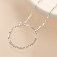 Load image into Gallery viewer, Silver Plated Pave Crystal Simple Hoop Necklace
