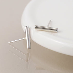 Silver Plated Simple Bar Earrings