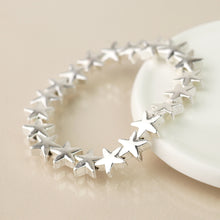 Load image into Gallery viewer, Silver Plated Worn Small stars Stretch Bracelet

