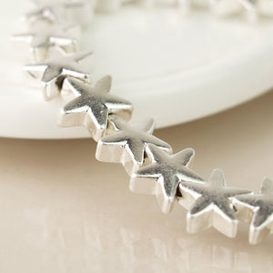 Silver Plated Worn Small stars Stretch Bracelet