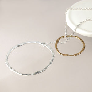 Mixed Finish Organic Linked Hoops Necklace