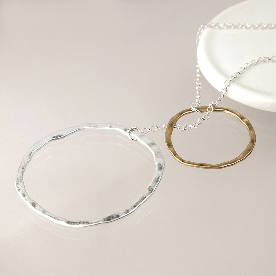 Mixed Finish Organic Linked Hoops Necklace