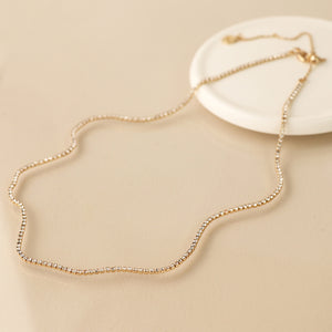 Golden Elegant Fine Chain Crystal Necklace