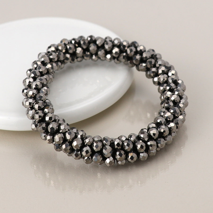 Grey Bead Cluster Bracelet
