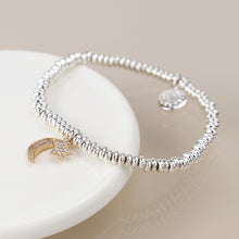Load image into Gallery viewer, Silver Plated Crystal Crescent Moon &amp; Star Bracelet
