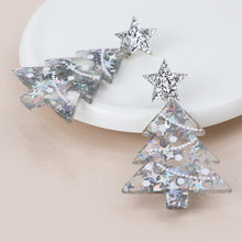 Load image into Gallery viewer, Acrylic Silver Mix Christmas Tree Earrings
