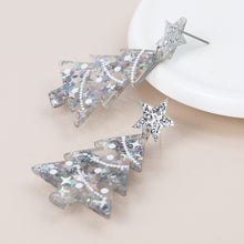 Load image into Gallery viewer, Acrylic Silver Mix Christmas Tree Earrings
