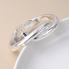 Load image into Gallery viewer, Silver Plated Crossover Hinged Bangle
