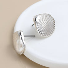 Load image into Gallery viewer, Silver Plated Clam Shell Stud Earrings
