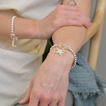 Load image into Gallery viewer, Silver Plated &amp; Golden Double Star Charm Bracelet
