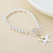 Load image into Gallery viewer, Silver Plated &amp; Golden Double Star Charm Bracelet
