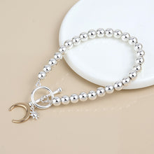 Load image into Gallery viewer, Silver Plated Bead, Sun &amp; Gold Moon Charm Bracelet
