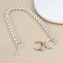 Load image into Gallery viewer, Silver Plated Bead, Sun &amp; Gold Moon Charm Bracelet
