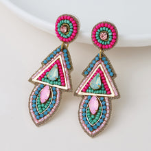 Load image into Gallery viewer, Embellished Aqua Mix Aztec Earrings
