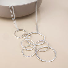 Load image into Gallery viewer, Luna Rings Pendant Necklace - Worn Silver
