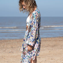 Load image into Gallery viewer, Blue/Pink &amp; Khaki Print Kimono
