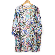 Load image into Gallery viewer, Blue/Pink &amp; Khaki Print Kimono
