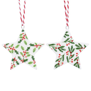 Ceramic Star with Holly & Berries Dec