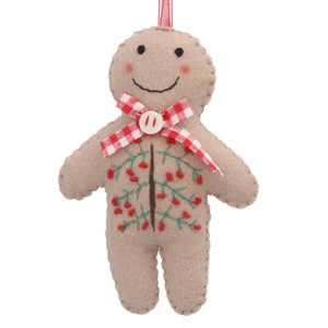 Mixed Wool Gingerbread Man with Spray Motif Dec
