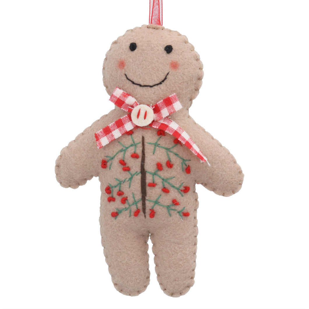 Mixed Wool Gingerbread Man with Spray Motif Dec