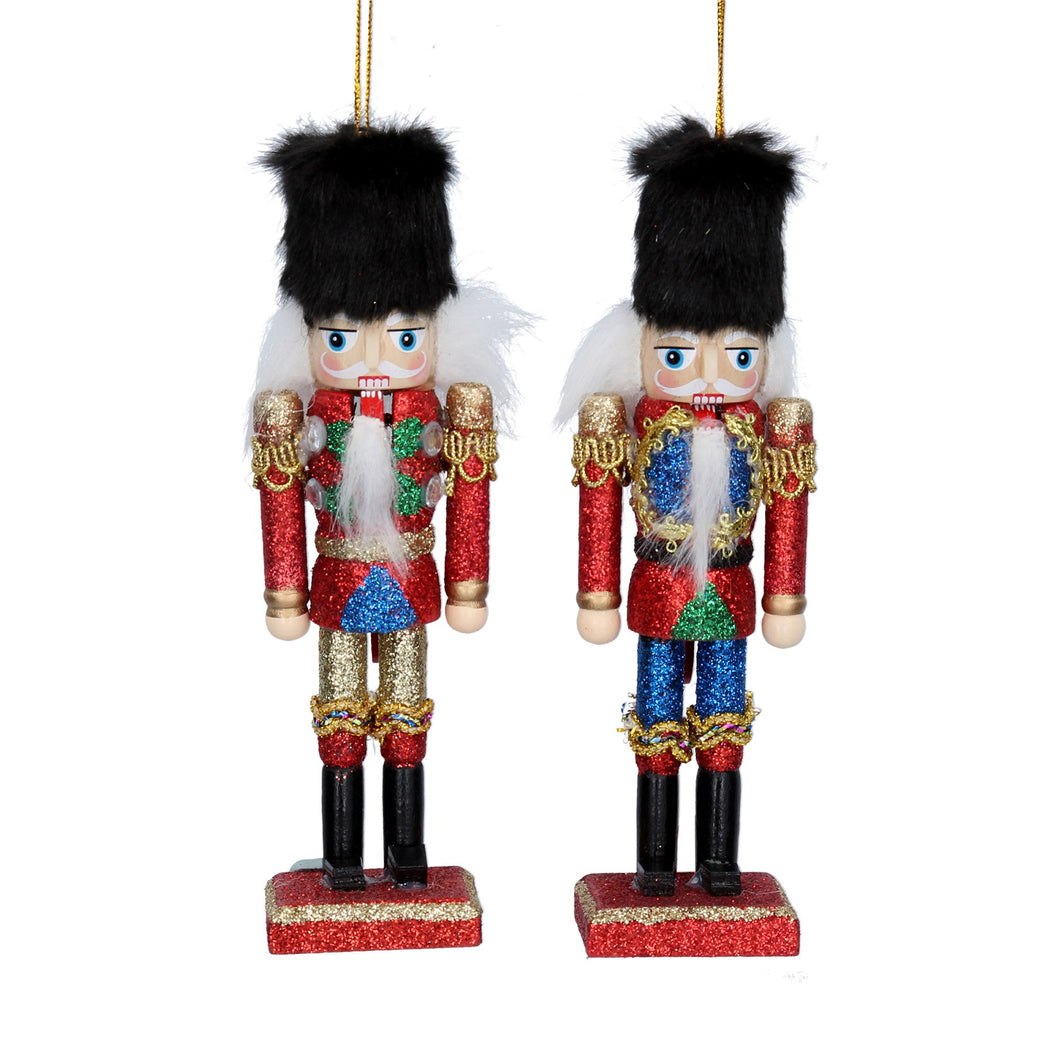 Painted Wood/Glitter Nutcracker with Faux Fur Hat