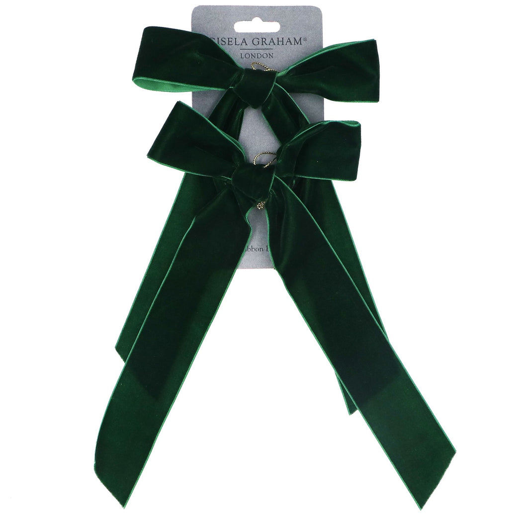Dark Green Velvet Bow Dec Pack of 2