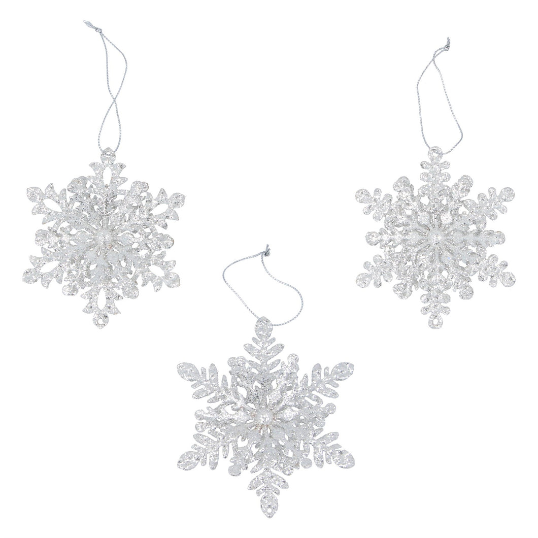 Pale Silver Sparkling Tin Snowflake