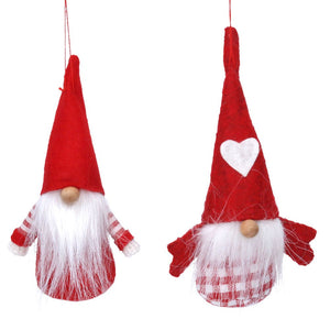Red/White Fabric Nordic Santa Dec