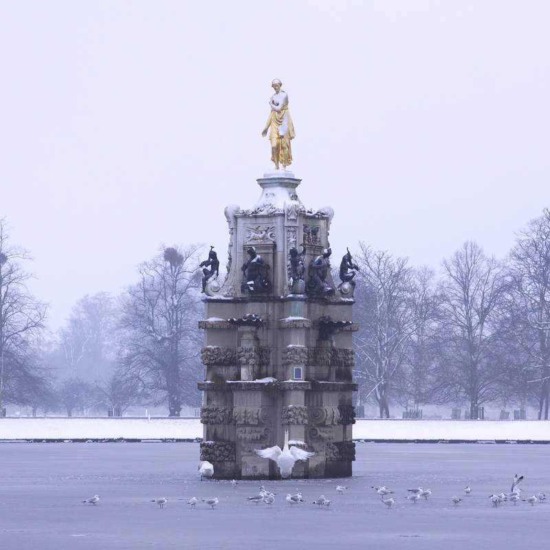 Diana Fountain In Snow Greeting Card