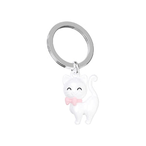 White Cat Keyring