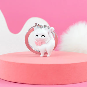 White Cat Keyring